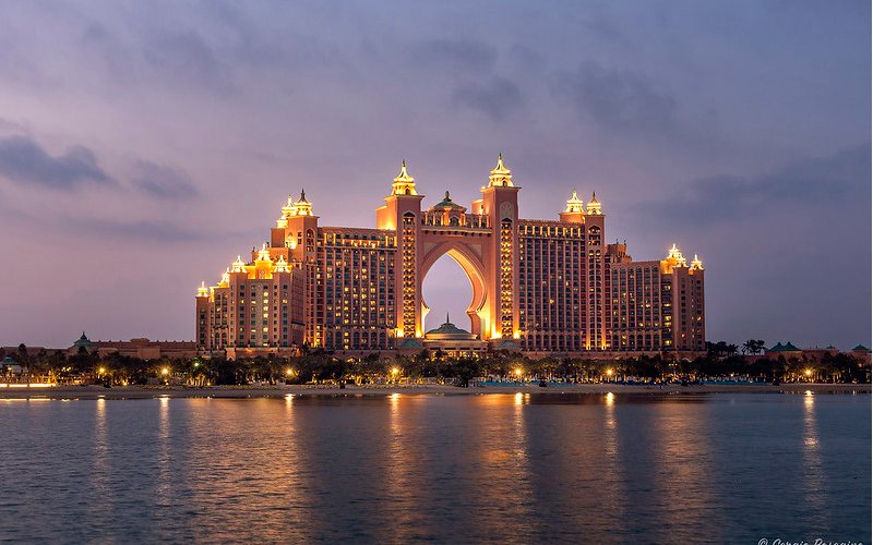 Hotel Atlantis at Sunset at The Palm Dubai.
