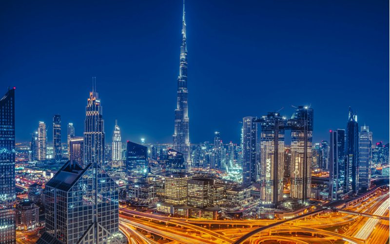 Glittering Burj Khalifa at the Downtown Dubai