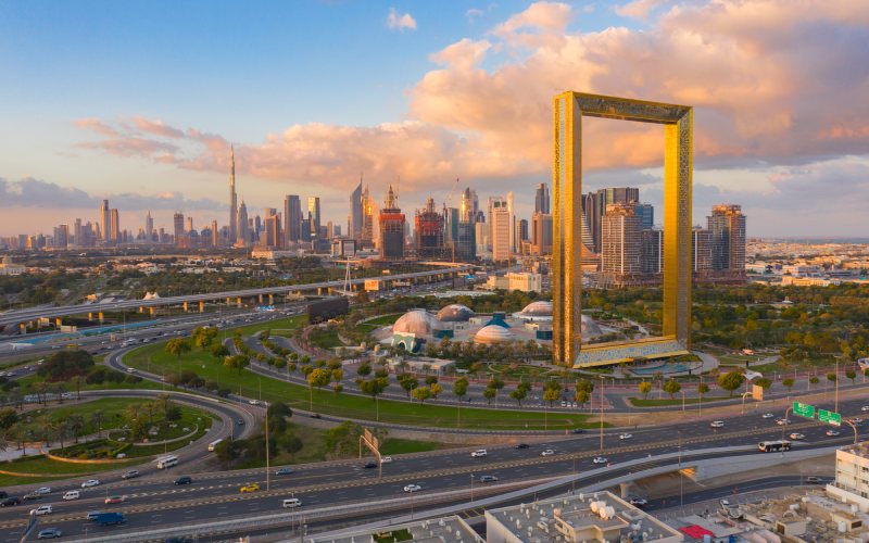 Spectacular view of beautiful Dubai Frame