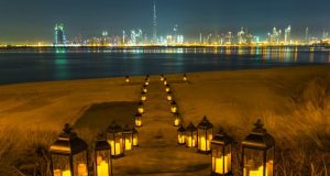 Beautiful night view of Dubai city.