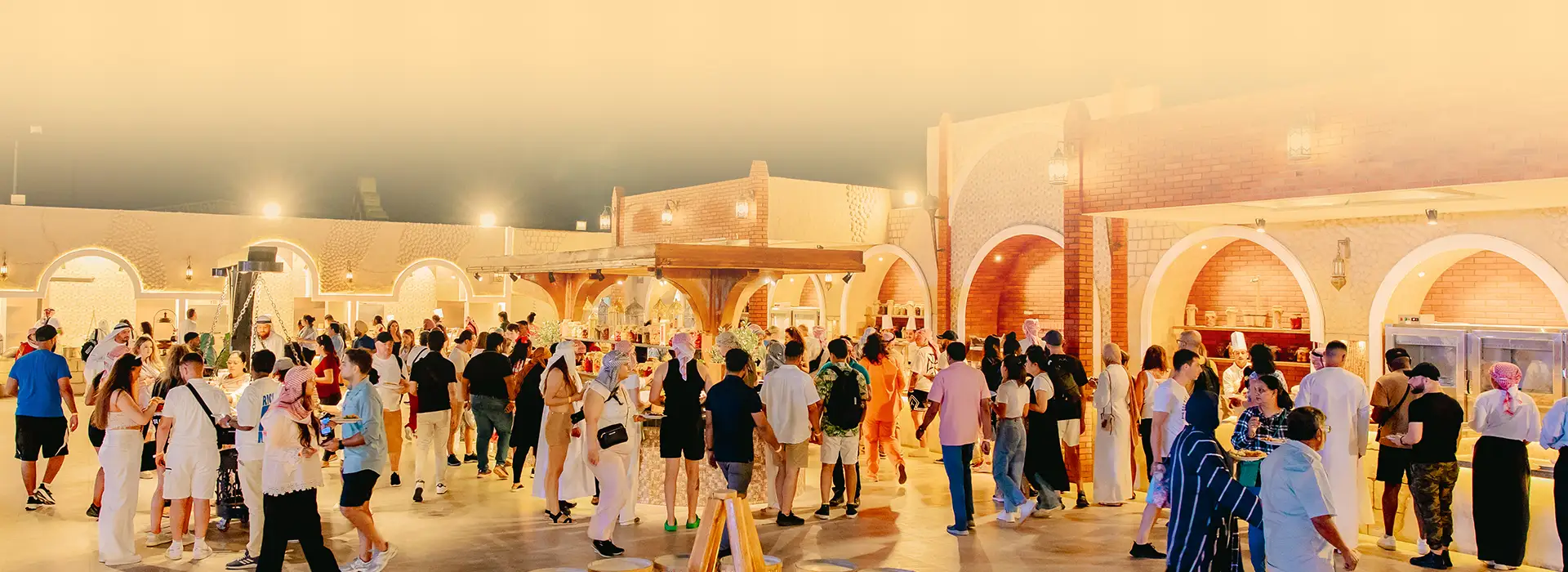 People gathered for Dinner in the desert Dubai