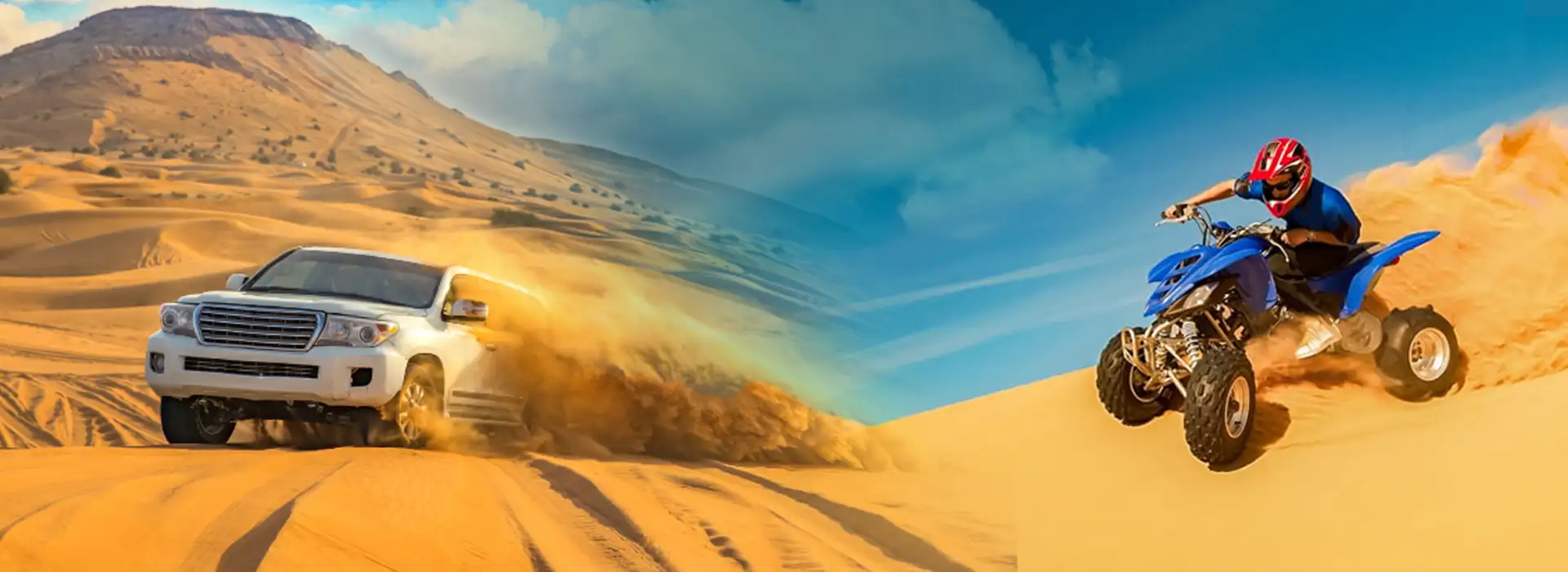 Desert Safari with 4x4 vehicle and quad biking in the dunes